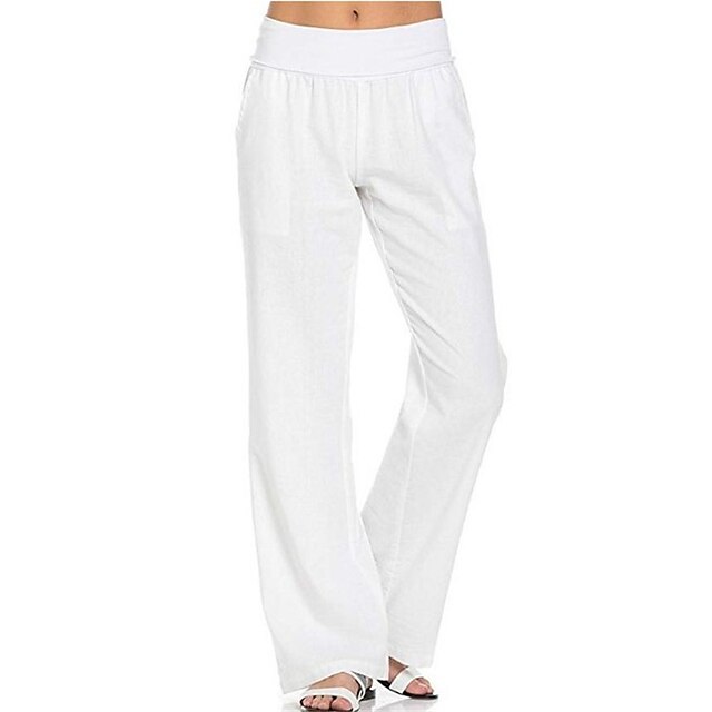  Mujer Pantalones de yoga Alta cintura Prendas de abajo Perneras anchas Secado rápido Dispersor de humedad Blanco Negro Caqui Yoga Aptitud física Entrenamiento de gimnasio Algodón Deportes Ropa de