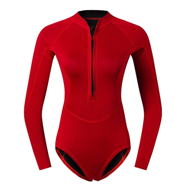  Women's 2mm Shorty Wetsuit Diving Suit CR Neoprene High Elasticity Thermal Warm UV Sun Protection Quick Dry Front Zip Long Sleeve - Solid Color Swimming Diving Surfing Scuba Autumn / Fall Spring