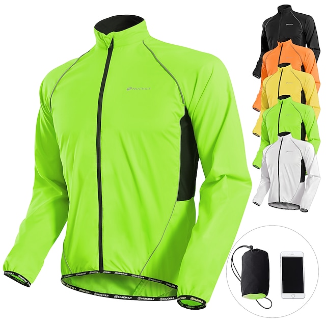  Nuckily Men's Cycling Jacket Rain Jacket Packable Waterproof Windproof UV Protection Bike Mountain Bike MTB Road Bike Cycling City Bike Cycling Jacket Windbreaker Green White Black Bike Wear