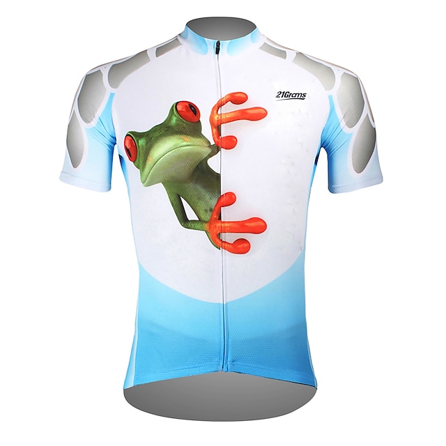  ILPALADINO Men's Cycling Jersey Short Sleeve Bike Jersey Top with 3 Rear Pockets Breathable Ultraviolet Resistant Quick Dry Mountain Bike MTB Road Bike Cycling Green Purple Orange Polyester Frog