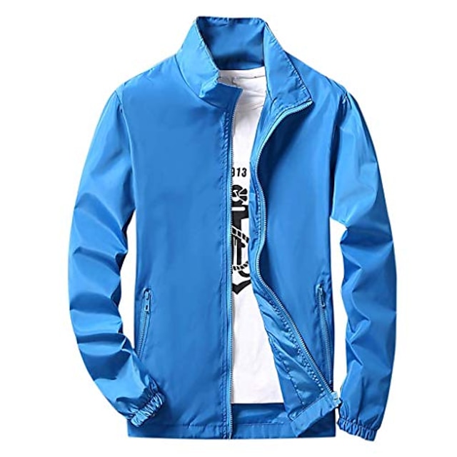  Men's Hiking Softshell Jacket Hiking Windbreaker Summer Outdoor Quick Dry Lightweight Breathable Sweat wicking Jacket Top Fishing Climbing Running 619 black 619 Royal Blue 619 orange 619 Water Orchid
