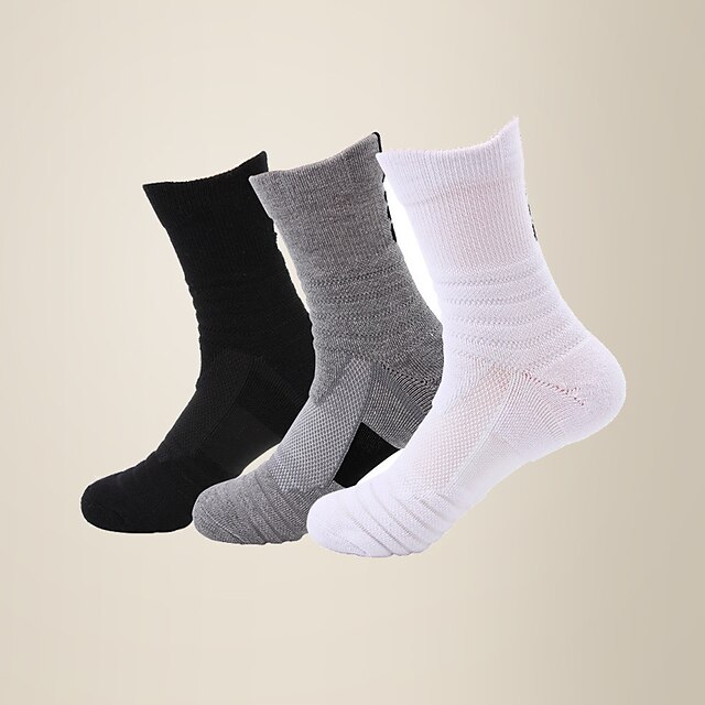  Adults 1 Pair Running Socks Men's Anti-Slip Breathable Socks Basketball Football / Soccer Running Jogging Sports Solid Colored Spring, Fall, Winter, Summer Nylon Grey White Black / Automatic Cleaning