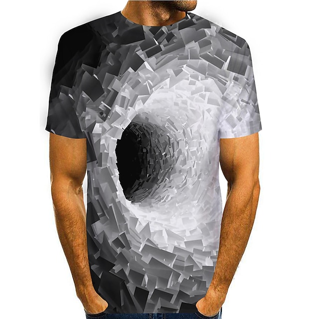  Herren T-Shirt Grafik 3D 3D-Druck Rundhalsausschnitt Täglich Festtage Kurzarm 3D Bedruckt Oberteile Grundlegend Alltag Blau Purpur Hellgrau / Sommer