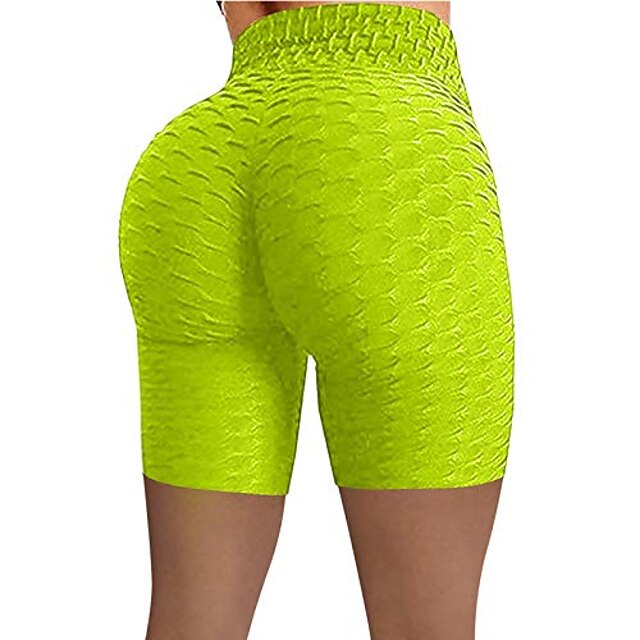  calças de ioga femininas com quadril de bolha para mulheres levantando legging anticelulite cintura alta treino para controle de barriga shorts de ioga verde