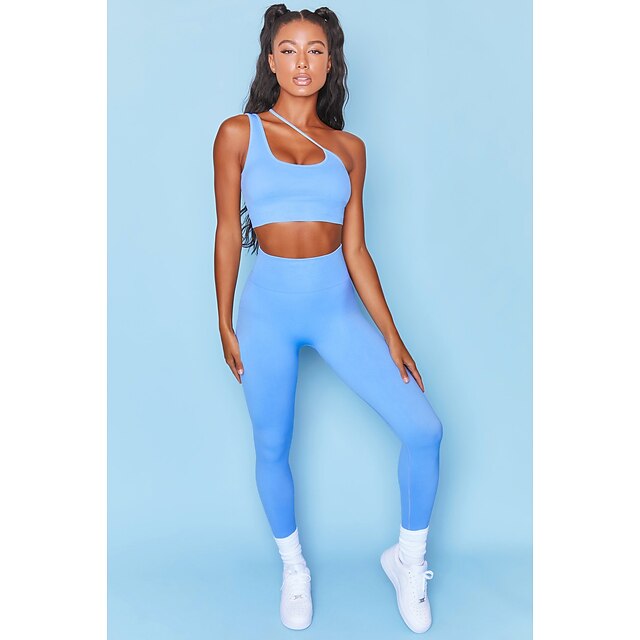  Women's 2 Piece Athletic Athleisure Activewear Set Workout Outfits 2pcs Sleeveless Summer High Waist Quick Dry Breathable Soft Fitness Gym Workout Running Jogging Exercise Sportswear Solid Colored