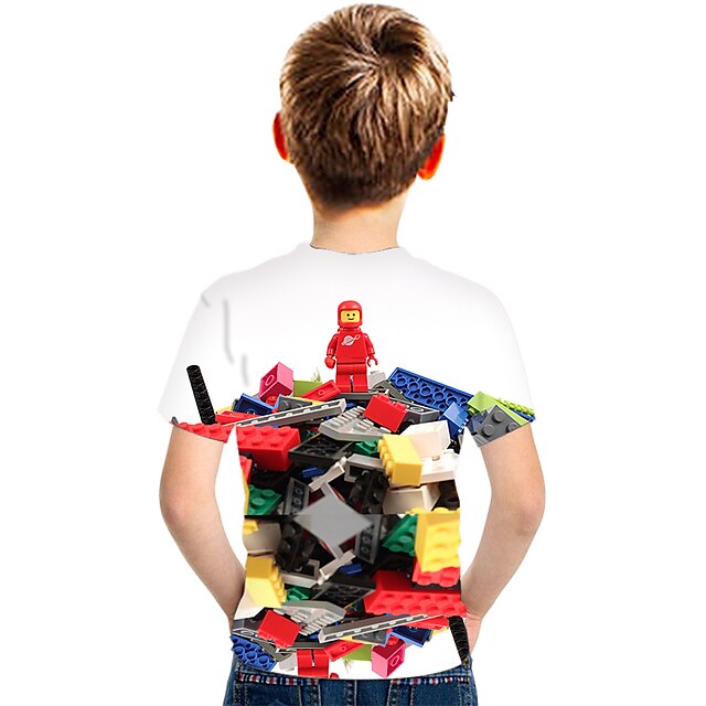  Chico 3D Graphic Camiseta Manga Corta Impresión 3D Verano Activo Poliéster Rayón Niños 3-12 años