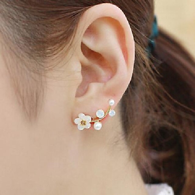 Südkorea ins Muschelohrringe Muschelblume Perlenohrringe einfache Zweigohrringe Ohrringe Frauen