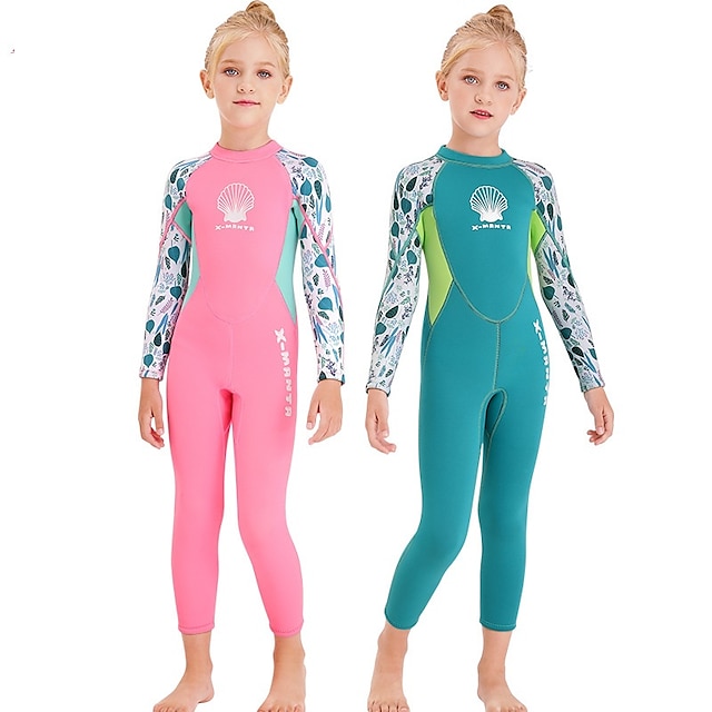  Dive&Sail Girls' 2.5mm Full Wetsuit Diving Suit SCR Neoprene High Elasticity Thermal Warm UPF50+ Quick Dry Back Zip Long Sleeve - Patchwork Swimming Diving Surfing Scuba Autumn / Fall Spring Summer