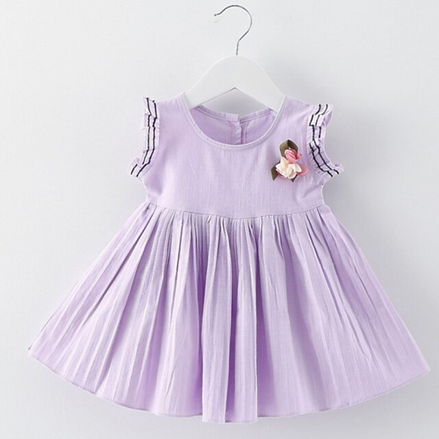  Toddler Little Girls' Dress Floral Tutu Dresses Print White Blushing Pink Lavender Knee-length Sleeveless Basic Tutus & Skirts Dresses Summer Regular Fit 1-4 Years