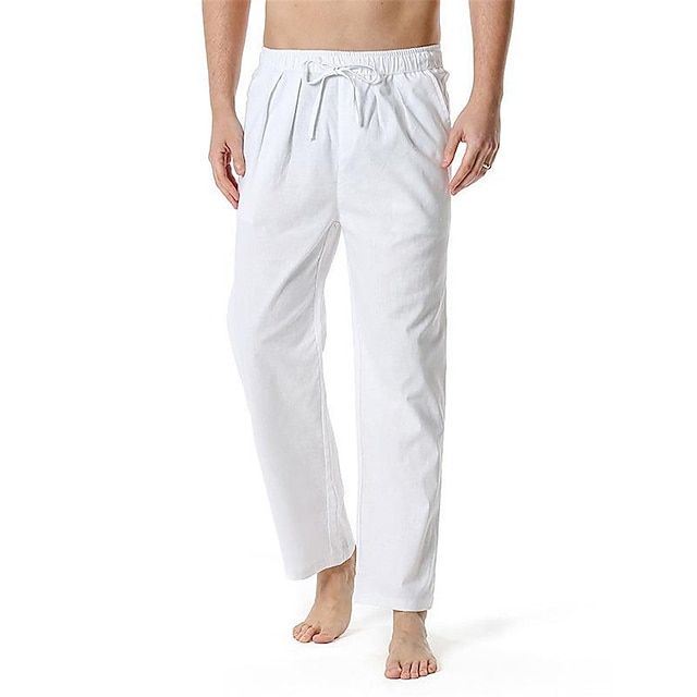  Men's Yoga Pants Bottoms Quick Dry Moisture Wicking White Black Khaki Yoga Fitness Gym Workout Cotton Sports Activewear Loose Micro-elastic / Athletic / Casual / Athleisure