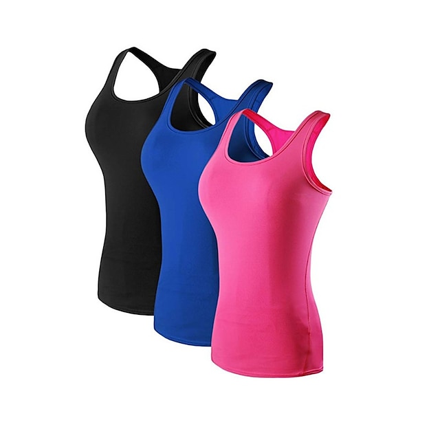  Women's Scoop Neck Medium Support Yoga Top Racerback Summer Solid Color Purple Blue Yoga Fitness Gym Workout Tank Top Sleeveless Sport Activewear Stretchy Quick Dry Moisture Wicking Breathable