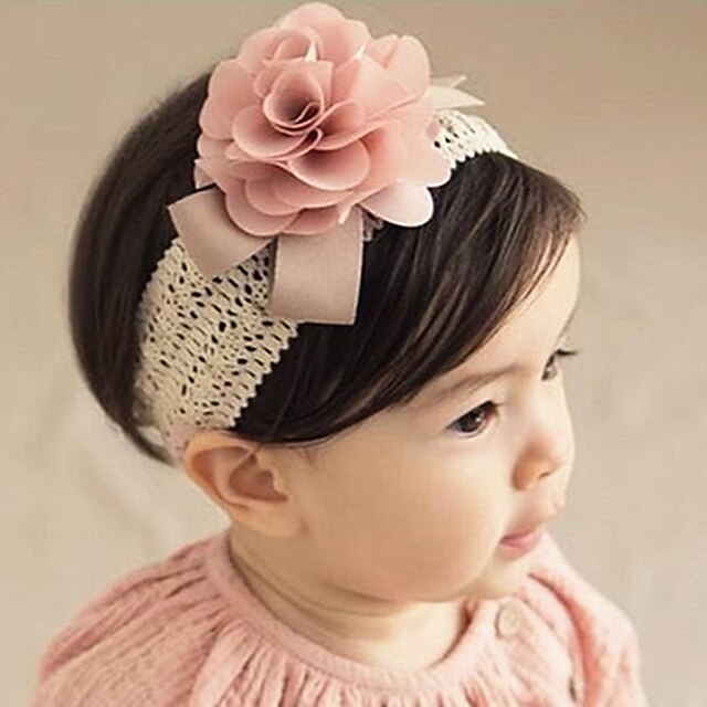  Kids Baby Girls' Active Sweet Birthday Party Festival Floral Solid Colored Floral Style Nylon Hair Accessories Blushing Pink Gray One-Size