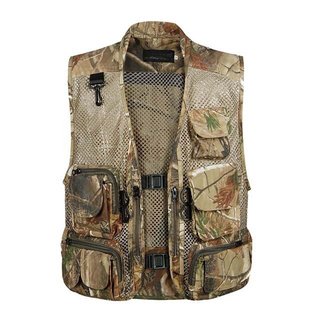  Men's Fishing Vest Hiking Vest Outdoor Spring Summer Multi-Pockets Wearable Breathable Comfortable Vest / Gilet Camo Solid Colored Mesh Polyester Army Green Dark Green Grey