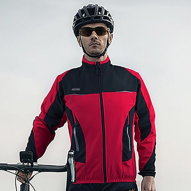 Giacca Da Ciclismo Invernale ARSUXEO Uomo – Antivento, Con Pile Interno, 5 Tasche E Riflettori