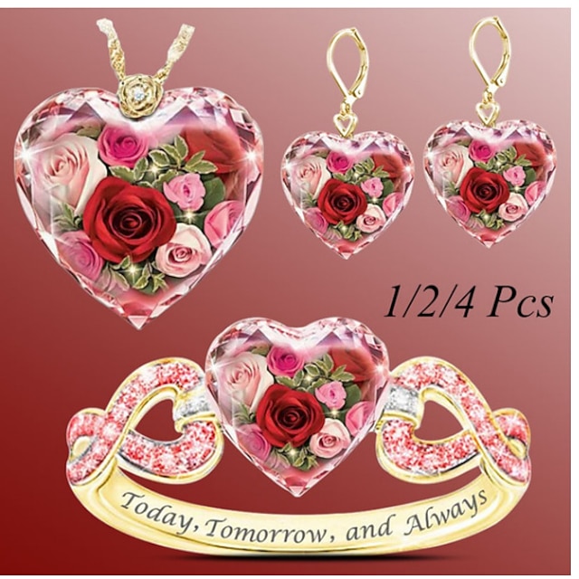  yunjin wish new crystal love rose necklace set gioielli in zircone placcato oro da donna moda europea e americana