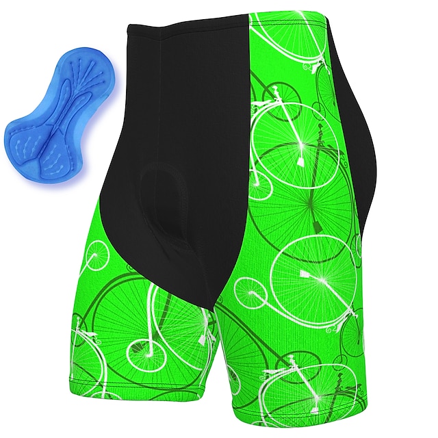  21Grams® Men's Cycling Shorts Bike Mountain Bike MTB Road Bike Cycling Shorts Pants Padded Shorts / Chamois Sports Graphic Fluorescent Green Spandex Polyester 3D Pad Breathable Quick Dry Clothing