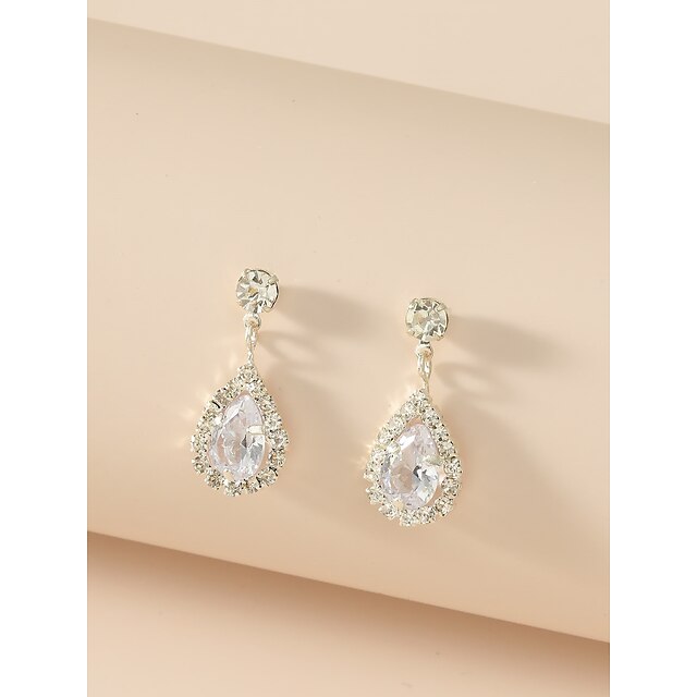  1 Paar Tropfen-Ohrringe Ohrring Damen Hochzeit Geburtstag Geschenk Briolette Diamantimitate Aleación