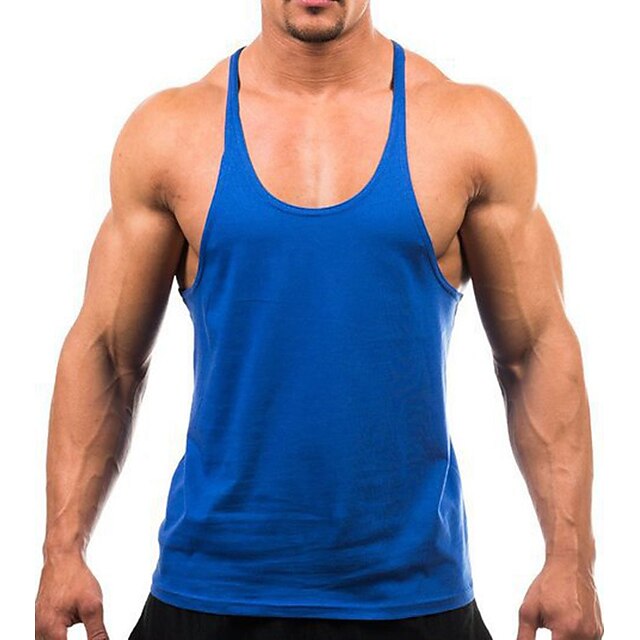  Men's Tank Top U Neck Minimalist Solid Color Sport Athleisure Sleeveless Top Exercise & Fitness Quick Dry Soft Sweat Out Comfortable Outdoor / Summer / Stretchy