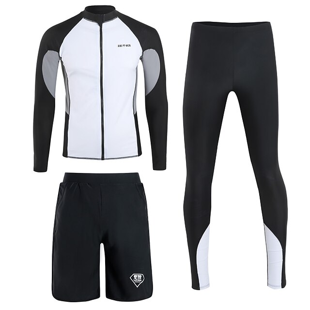  Men's UV Sun Protection UPF50+ Breathable Rash guard Swimsuit Spandex Long Sleeve 3-Piece Diving Suit Swimsuit Patchwork Swimming Diving Surfing Water Sports Spring Summer Autumn / Fall / Quick Dry