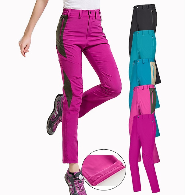 Women's Hiking Pants Trousers Patchwork Summer Outdoor Pants / Trousers Bottoms Waterproof Breathable Quick Dry Stretchy Elastic Waist Black Fuchsia Hunting Fishing Climbing S M L XL XXL