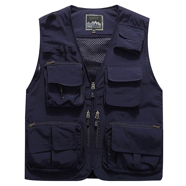  Men's Sleeveless Fishing Vest Hiking Vest Vest / Gilet Top Outdoor Summer Breathable Quick Dry Lightweight Sweat wicking Navy orange Black Fishing Climbing Camping / Hiking / Caving