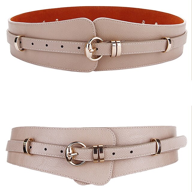  Women's Wide Belt Brown Pink Party Wedding Street Daily Belt Solid Color / Khaki / Winter / Spring / Summer / Alloy