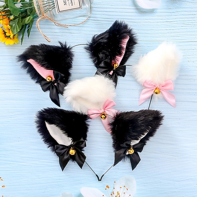  Kid's Vintage Girls' Performance Multi Color / Cat Hair Accessories Bell Folding Fox Ears White Hair Pink Bowknot-Golden Bell / Bell Folded Fox Ears Black Hair Pink Bowknot-Golden Bell / Headbands