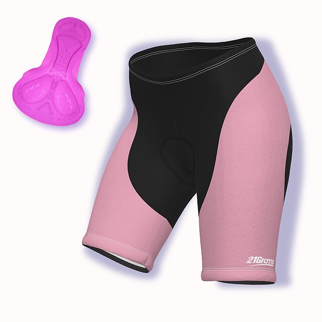  21Grams® Women's Summer Cycling Shorts Spandex Polyester Bike 3D Pad Breathable Shorts Pants Padded Shorts / Chamois Sports Patchwork Color Block Pink Mountain Bike MTB Road Bike Cycling Clothing