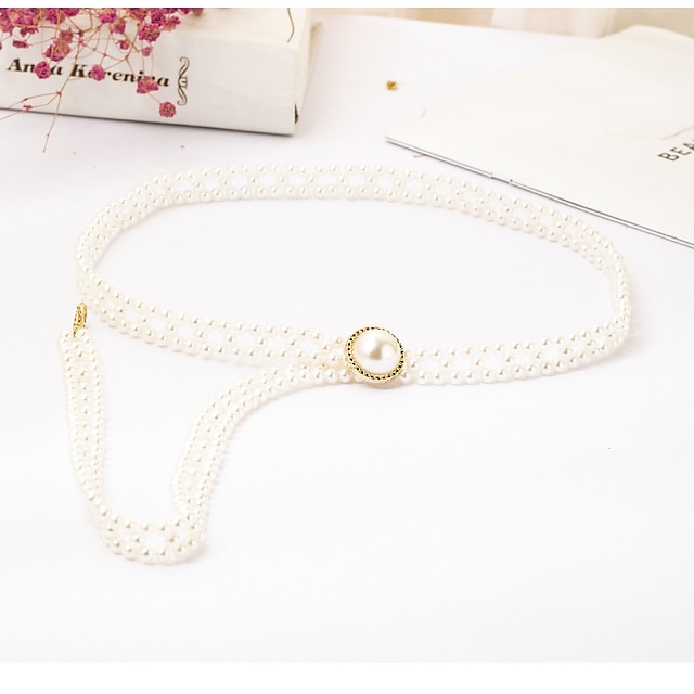  Women's Chain Silver Daily Date Dress Belt Solid Colored / Party / Imitation Pearl / Alloy