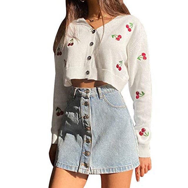  Women's Cardigan Floral Print Casual Long Sleeve Sweater Cardigans Fall Spring Summer Open Front Blushing Pink White