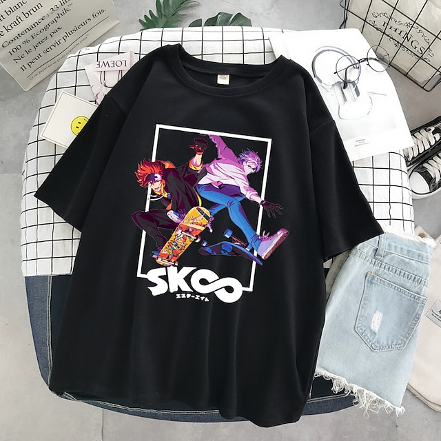  SK8 l'infini Cosplay Costume de Cosplay Manches Ajustées Anime Imprime Harajuku Art graphique Kawaii Tee-shirt T-shirt Pour Homme Femme Adulte