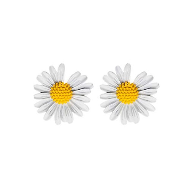  saunterway hvid daisy blomst øreringe sterling sølv nål daisy blomst øreringe studs hypoallergen mode solsikke smykker gave til kvinder piger