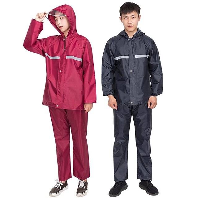  Men's Women's Rain Poncho Hiking Raincoat Rain Jacket Winter Summer Outdoor Quick Dry Lightweight Breathable Sweat wicking Pants / Trousers Bottoms Clothing Suit Hunting Fishing Climbing Maroon Lake