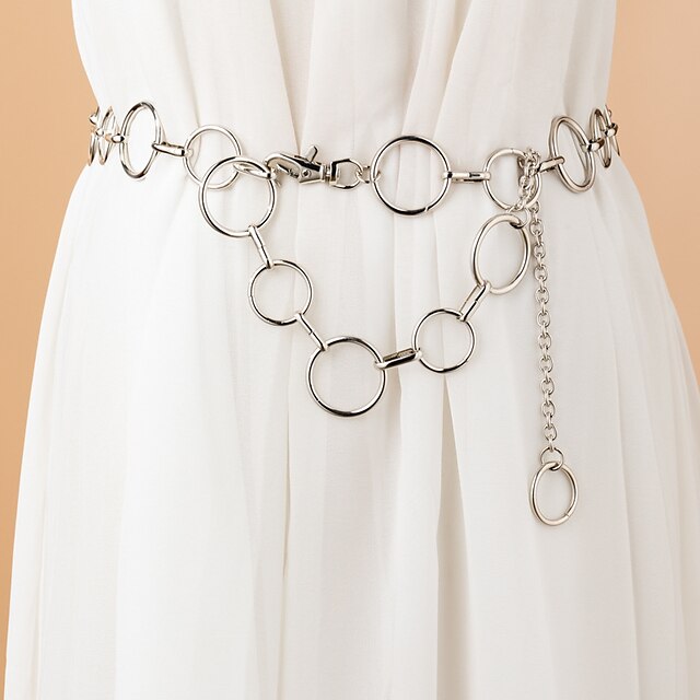  Women's Chain White Traveling Vacation Dress Belt Solid Colored / Party / Alloy
