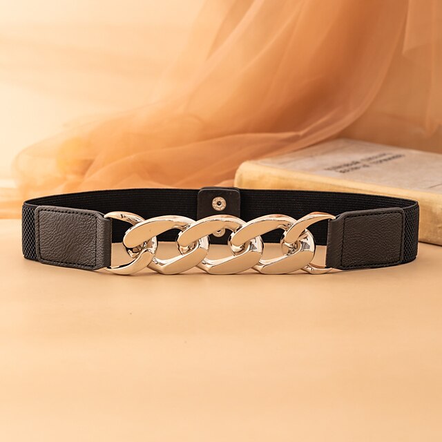  Women's Buckle leatherette Belt Solid Colored / Party