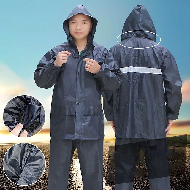  Men's Women's Rain Poncho Hiking Raincoat Rain Jacket Winter Summer Outdoor Quick Dry Lightweight Breathable Reflective Strips Pants / Trousers Bottoms Clothing Suit Hunting Fishing Climbing Navy