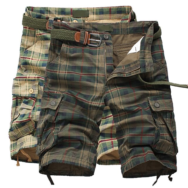  Hombre Pantalones cortos de carga Pantalones cortos de senderismo Plaid Militar Verano Al aire libre 10