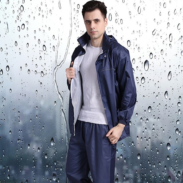  Men's Women's Rain Poncho Hiking Raincoat Rain Jacket Winter Summer Outdoor Quick Dry Lightweight Breathable Sweat wicking Pants / Trousers Bottoms Clothing Suit Hunting Fishing Climbing Dark Blue