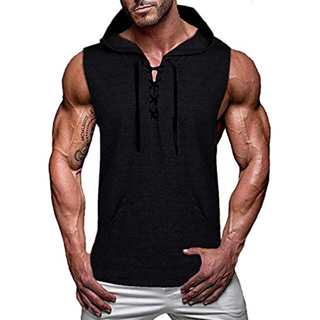  vertvie men's tank top tank top sleeveless hoodie shirt muscle shirt tank top tank top training sport fitness training vest undershirt t-shirt (t-black, s)