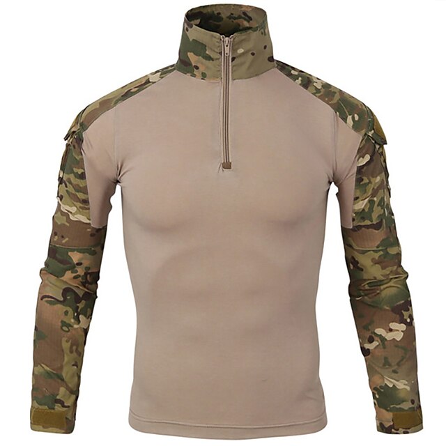  Men's Camo Hiking Tee shirt Hunting T-shirt Tee shirt Camouflage Hunting T-shirt Long Sleeve Outdoor Quick Dry Breathable Sweat wicking Wear Resistance Spring Summer Cotton Top Camping / Hiking