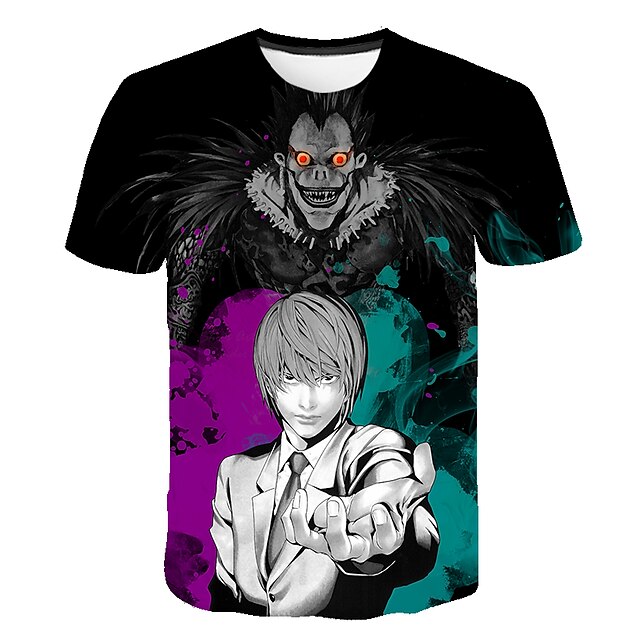  Inspireret af Death Note Cosplay 100% Polyester Anime Tegneserie Harajuku Grafisk Kawaii 3D T恤衫 Til Herre / Dame