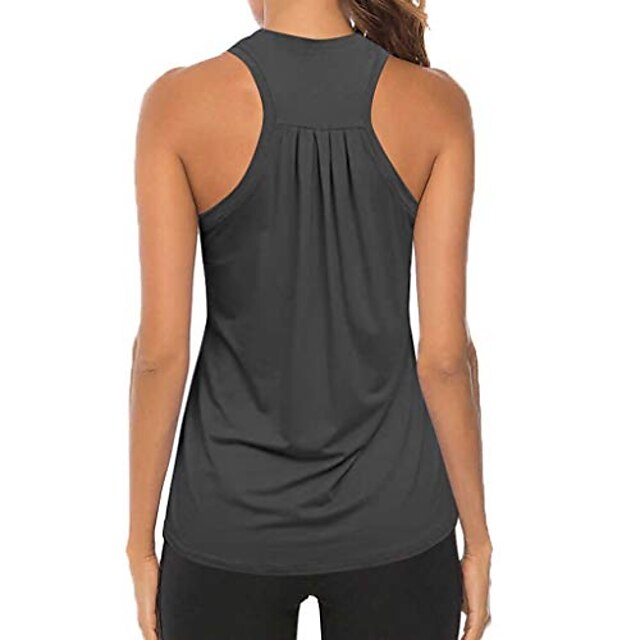  racerback treningstopper for kvinner treningsøkt yoga skjorter løs bluse aktiv slitasje ermeløse tanker tunika tee, 92 grå