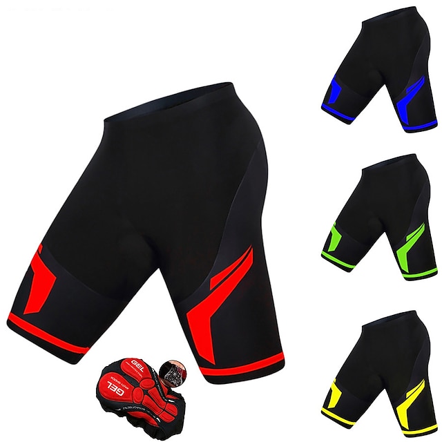  21Grams Men's Bike Shorts Cycling Shorts Bike Mountain Bike MTB Road Bike Cycling Padded Shorts / Chamois Sports Patchwork Green Yellow 3D Pad Breathable Quick Dry Spandex Polyester Clothing Apparel
