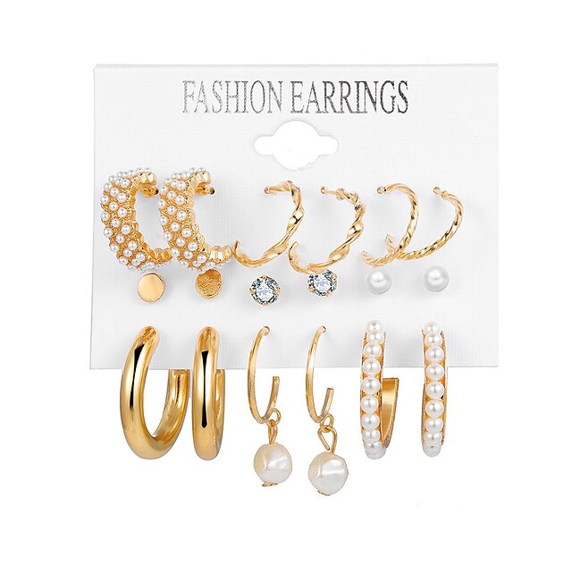  Damen Ohrring Ohrringe gesetzt Einfach Elegant Modisch Künstliche Perle Diamantimitate Ohrringe Schmuck Gold Für Partyabend Geschenk Abiball Verabredung Urlaub 9 Paare