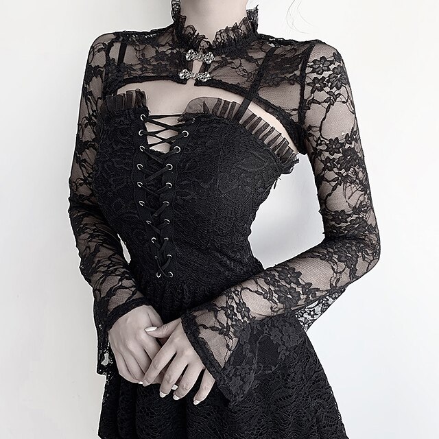  Gothique Lolita Steampunk Costume de fête Femme Col V Carnaval Soirée Rendez-vous Eté