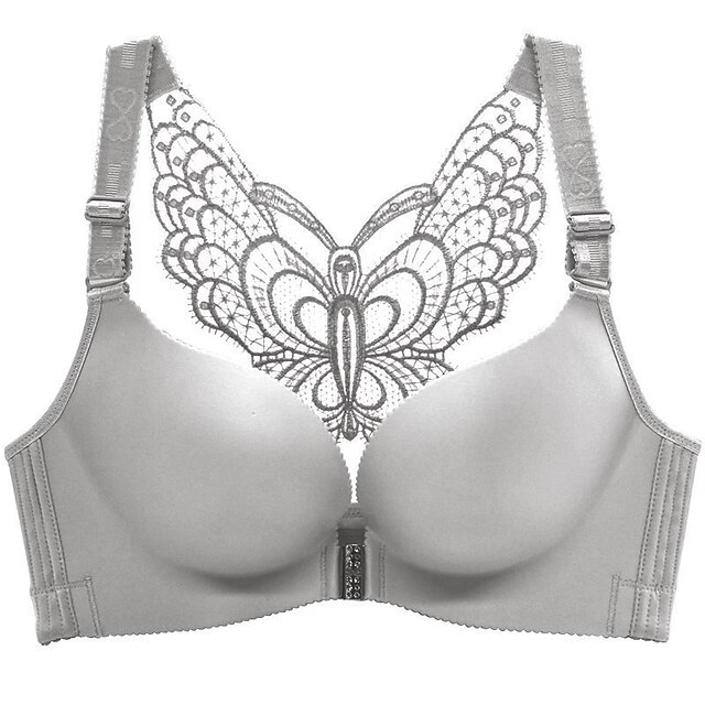  Women's Plus Size Valentine's Day Butterfly Push-up Bra 3/4 Cup Black Gray Wine Big Size US34A / FR90A / INT75A US34B / FR90B / INT75B US34C / FR90C / INT75C US34D / FR90D / INT75D US36A / FR95A