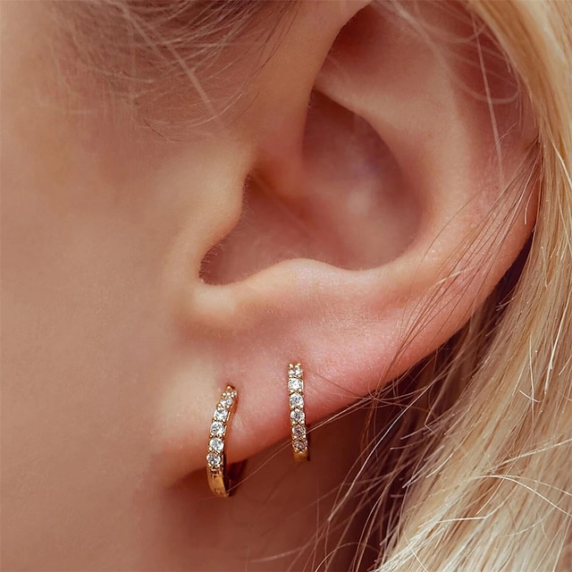  1 Pair Hoop Earrings Earrings Women's Party Evening Date Birthday Classic Imitation Diamond Alloy