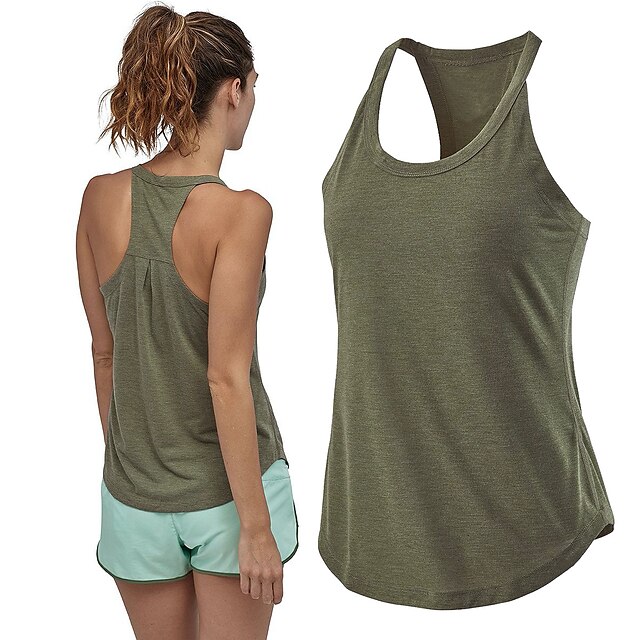  Women's Sleeveless Running Tank Top Strappy Back Singlet Top Athletic Athleisure Summer Spandex Breathable Soft Sweat Out Yoga Gym Workout Running Training Exercise Sportswear Solid Colored Gray