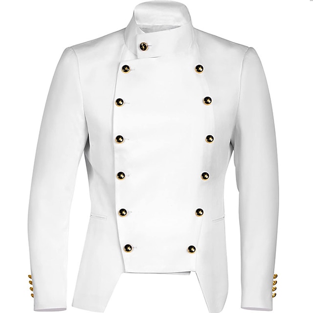  Medieval Steampunk Lapel Collar Blazer Outerwear Prince Men's Solid Color Turndown Party & Evening Coat