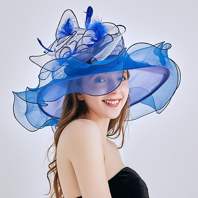  Chapeau de Fête Soirée Mariage Plein AirHatFleur Maille Femme Bleu royal Noir Fleur / Blanc / Rouge / Orange / Automne / Eté